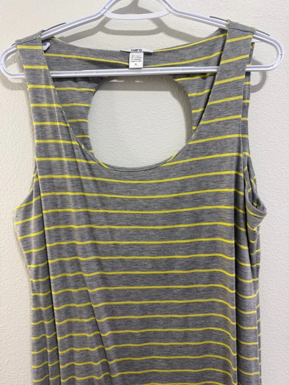 Bar III Gray and Yellow Striped High-Low Maxi Dress - Picture 2 of 6